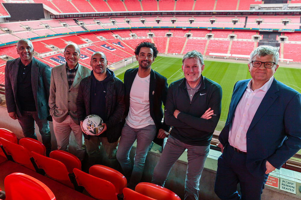 Former Footballers at Wembley Stadium pitchside