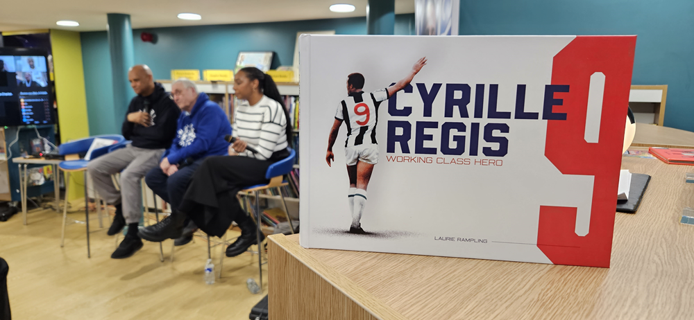 Speakers on stage at Cyrille Regis Book Launch