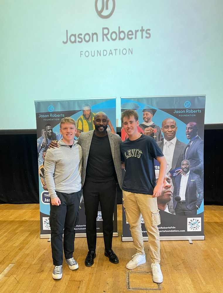 Jason Roberts with UCFB students